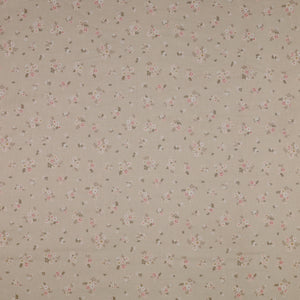 Primrose & Parsley Fabric Collection - Briar Rose Sage: small pink and white floral clusters with olive leaves on a beige background PCPR26835
