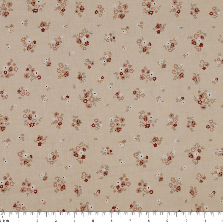 Primrose & Parsley Fabric Collection - Briar Rose Beige: with ruler for scale PCPR26836
