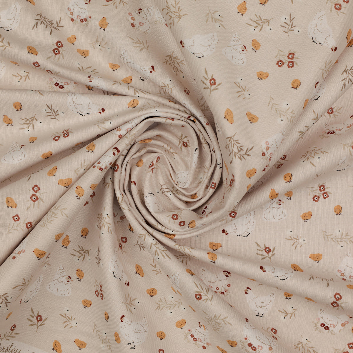 Primrose & Parsley Fabric Collection - Nesting Beige: swirled PCPR26837