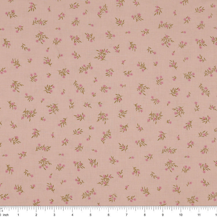 Primrose & Parsley Fabric Collection - Meadow Sprigs Rose: with ruler for scale PCPR26842