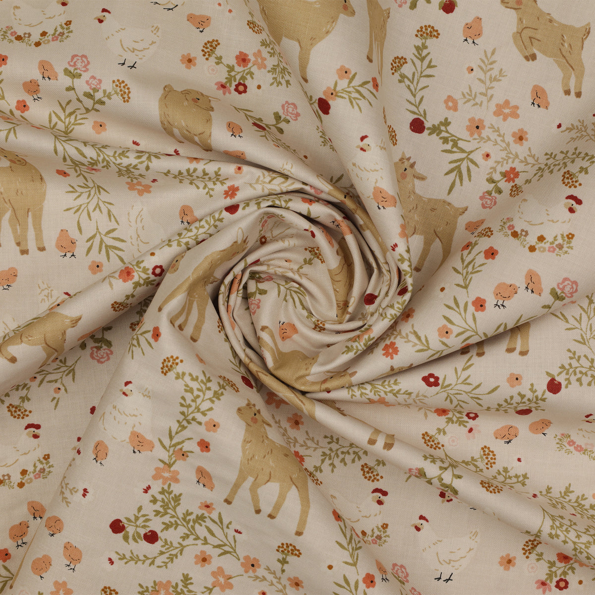 Primrose & Parsley Fabric Collection - Barnyard Babies Beige: swirled PCPR26844