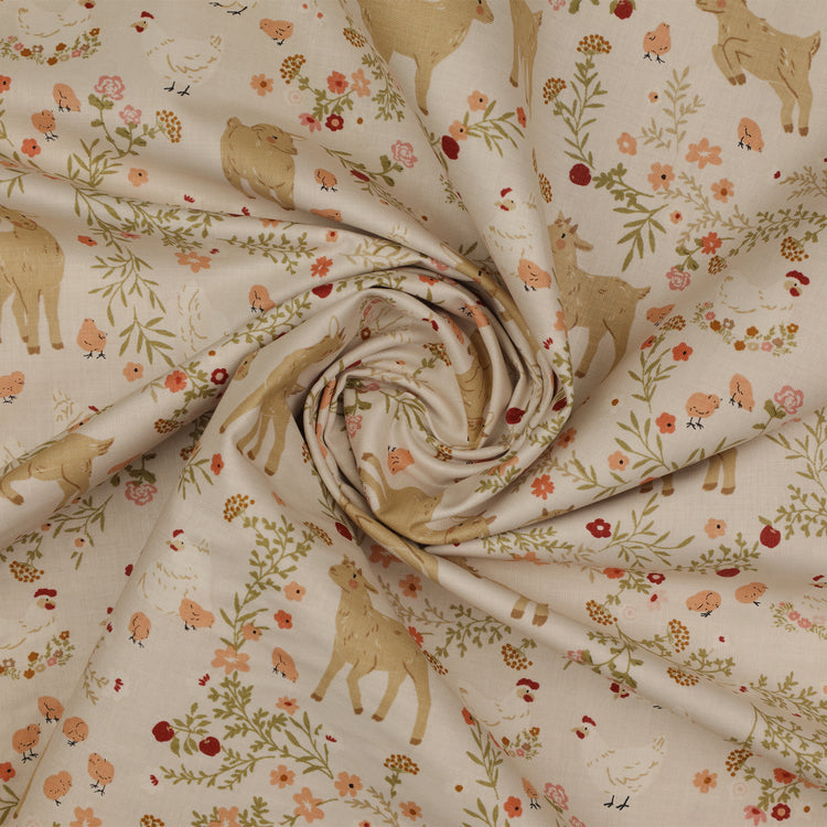 Primrose & Parsley Fabric Collection - Barnyard Babies Beige: swirled PCPR26844