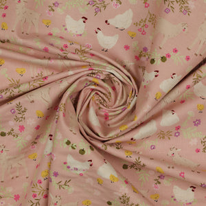 Primrose & Parsley Fabric Collection - Barnyard Babies Rose: swirled PCPR26845