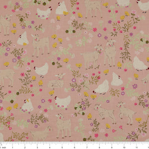 Primrose & Parsley Fabric Collection - Barnyard Babies Rose: with ruler for scale PCPR26845
