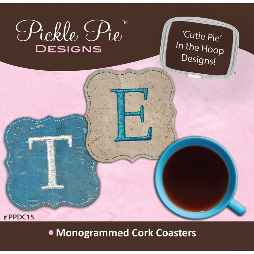 Monogrammed Cork Coasters Embroidery CD image # 52143