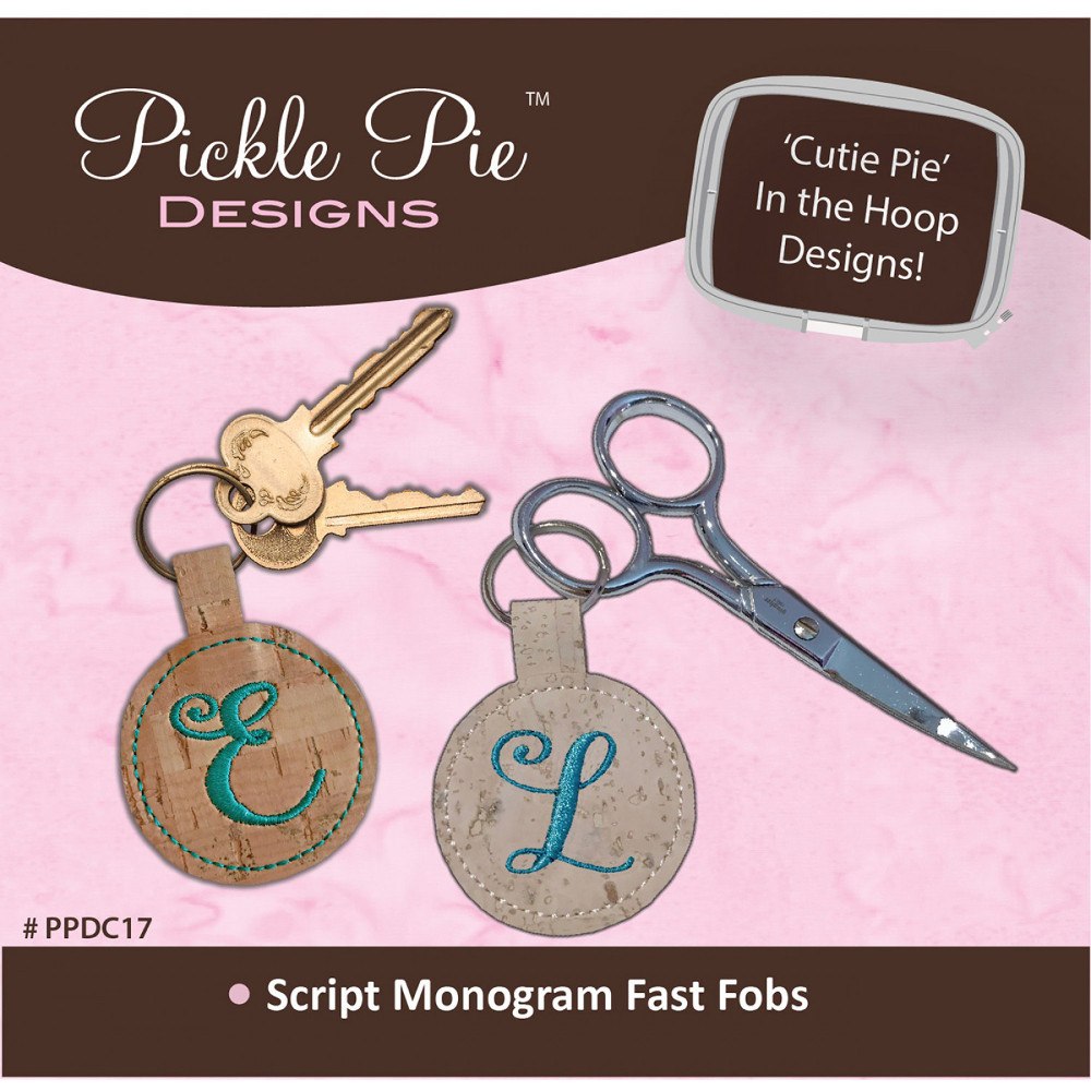 Monogrammed Fast Fobs Embroidery CD - Script Letters
