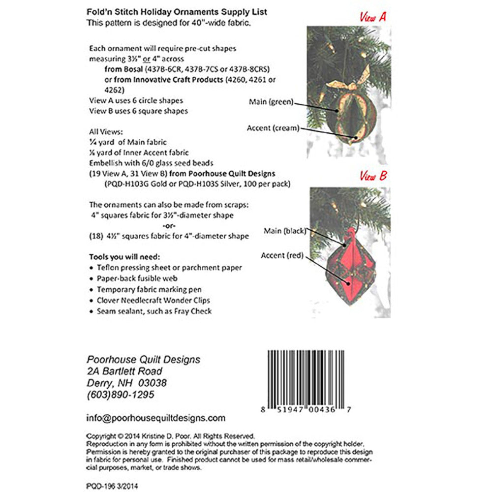 Fold N Stitch Holiday Ornaments Pattern image # 53915