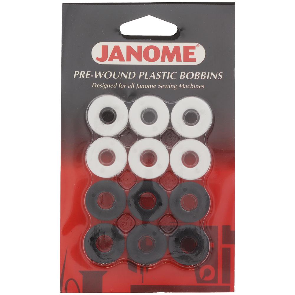 Prewound Bobbins Black/White, 12pk, Janome #PREWBW72 image # 78709