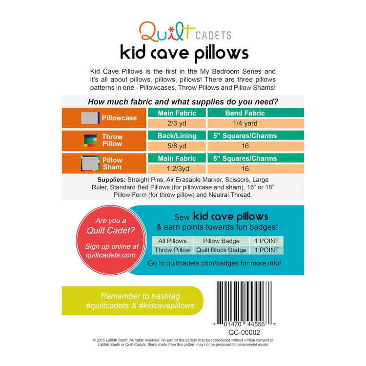Kid Cave Pillow Pattern - Quilt Cadets image # 59220