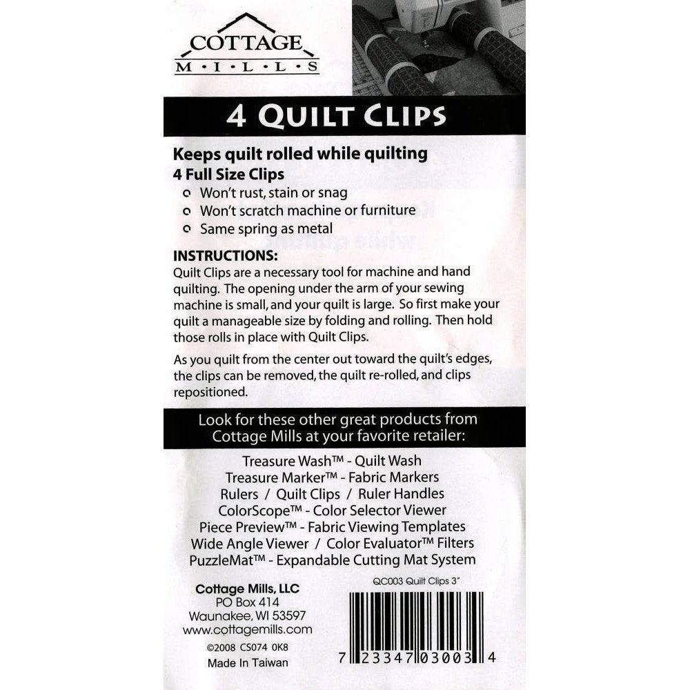 4pk Quilting Clips (3in), Cottage Mills image # 30135