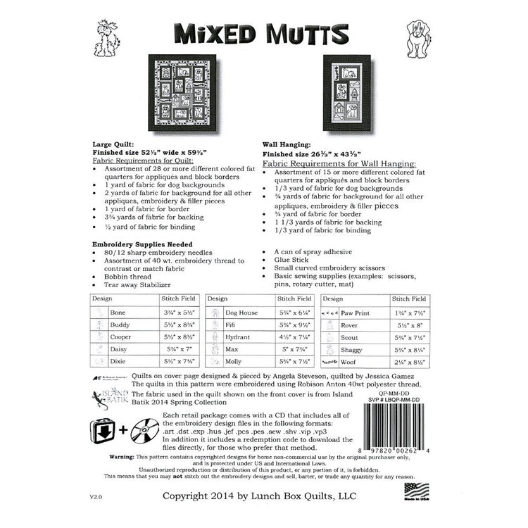 Mixed Mutts Embroidery CD with Patterns - 10 Designs image # 47461