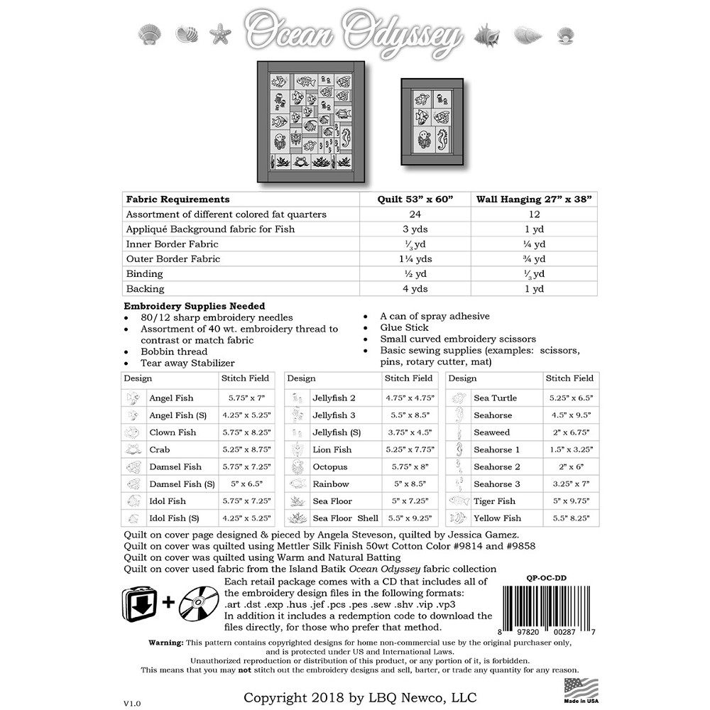 Ocean Odyssey Embroidery CD with Pattern - 24 Designs image # 47449