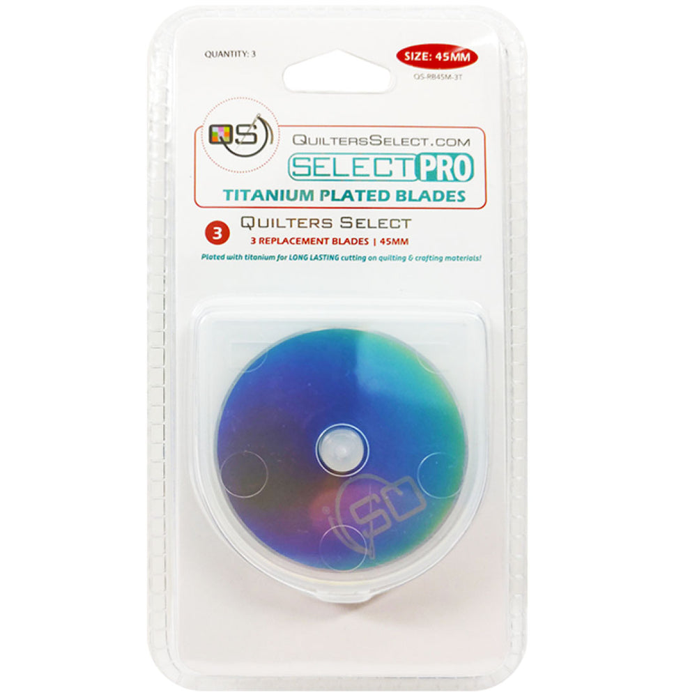 45mm Titanium Plated Rotary Blades 3pk Quilters Select