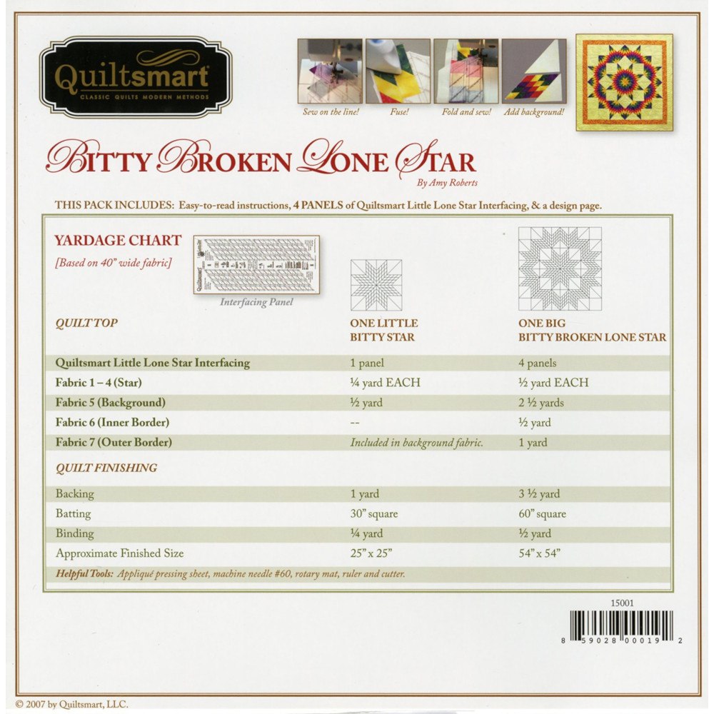 Quiltsmart Bitty Broken Lone Star Snuggler Pattern image # 59070