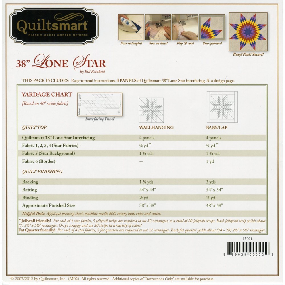 Quiltsmart 38in Lone Star Snuggler Pattern image # 59122