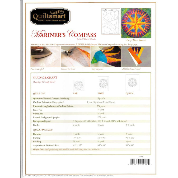 Quiltsmart Mariner's Compass Pattern Kit image # 59151