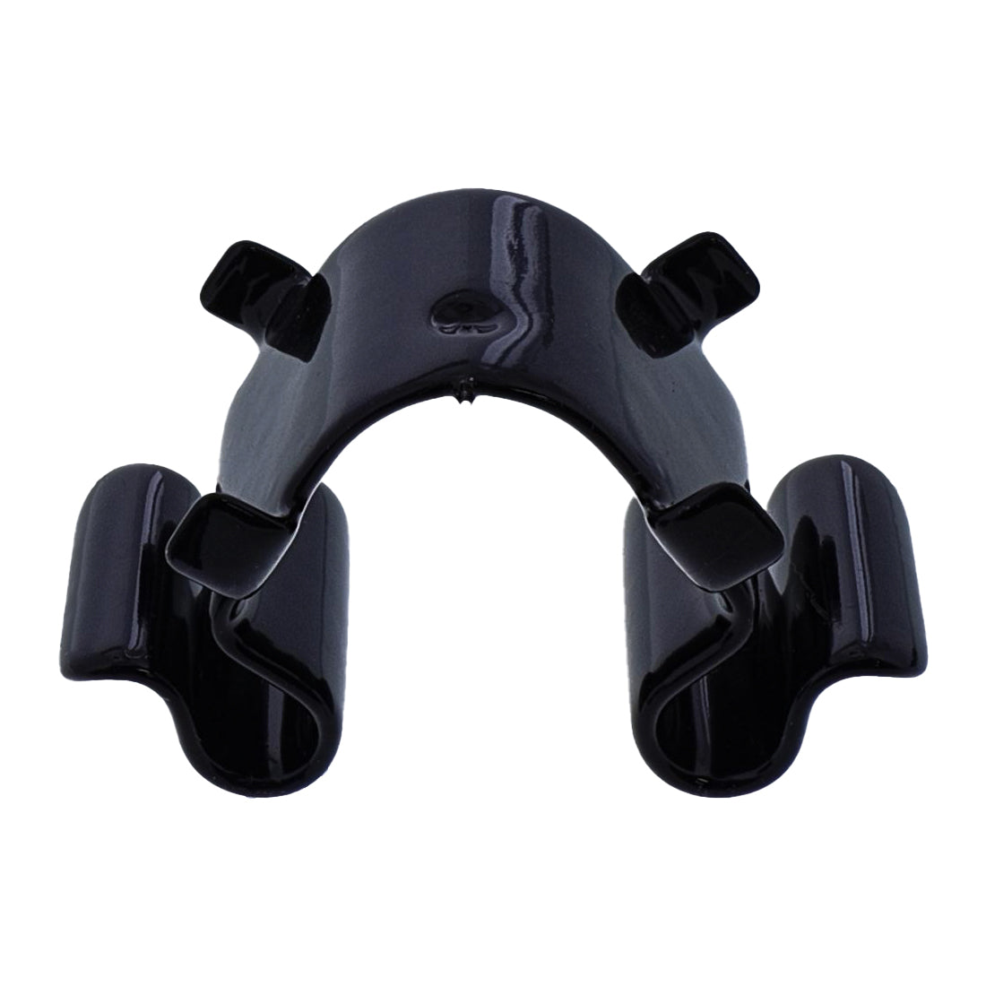 Grace #QTT-05-17882 carriage stop clip, black plastic clamp shown from front angle