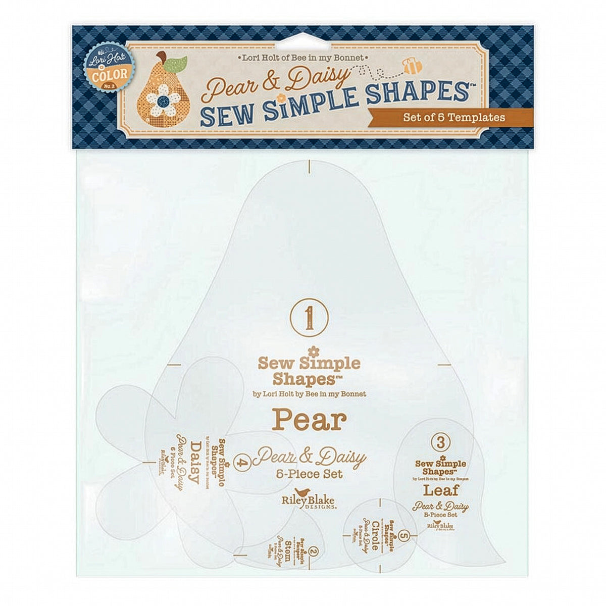Sew Simple Shapes Pear & Dairy sewing template set in clear plastic packaging with a decorative header card.