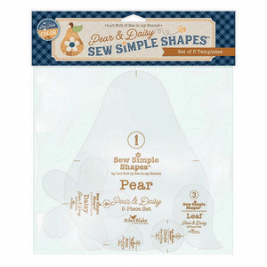 Sew Simple Shapes Pear & Dairy sewing template set in clear plastic packaging with a decorative header card.