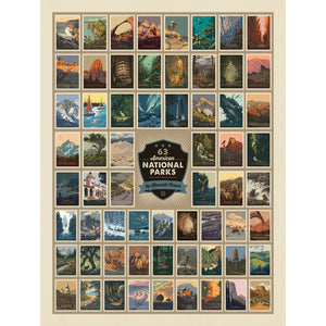 63 American National Parks fabric panel with colorful vintage-style park posters.