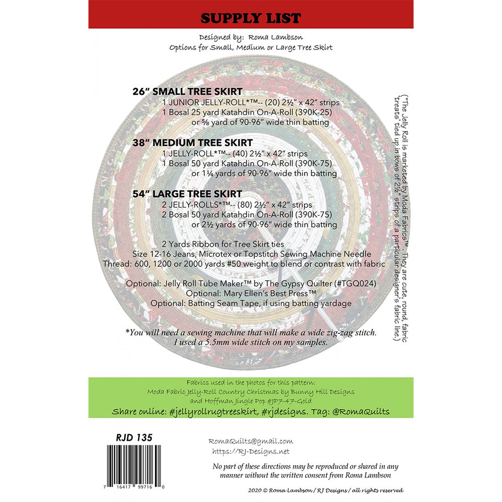 Jelly-Roll Rug Tree Skirt Pattern image # 72085
