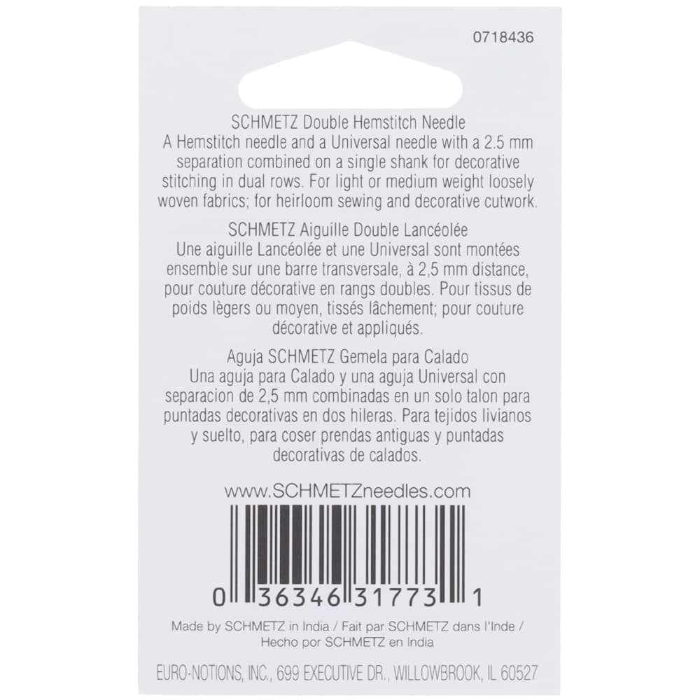 Double Hemstitch Needle, Schmetz (1pk) image # 84629