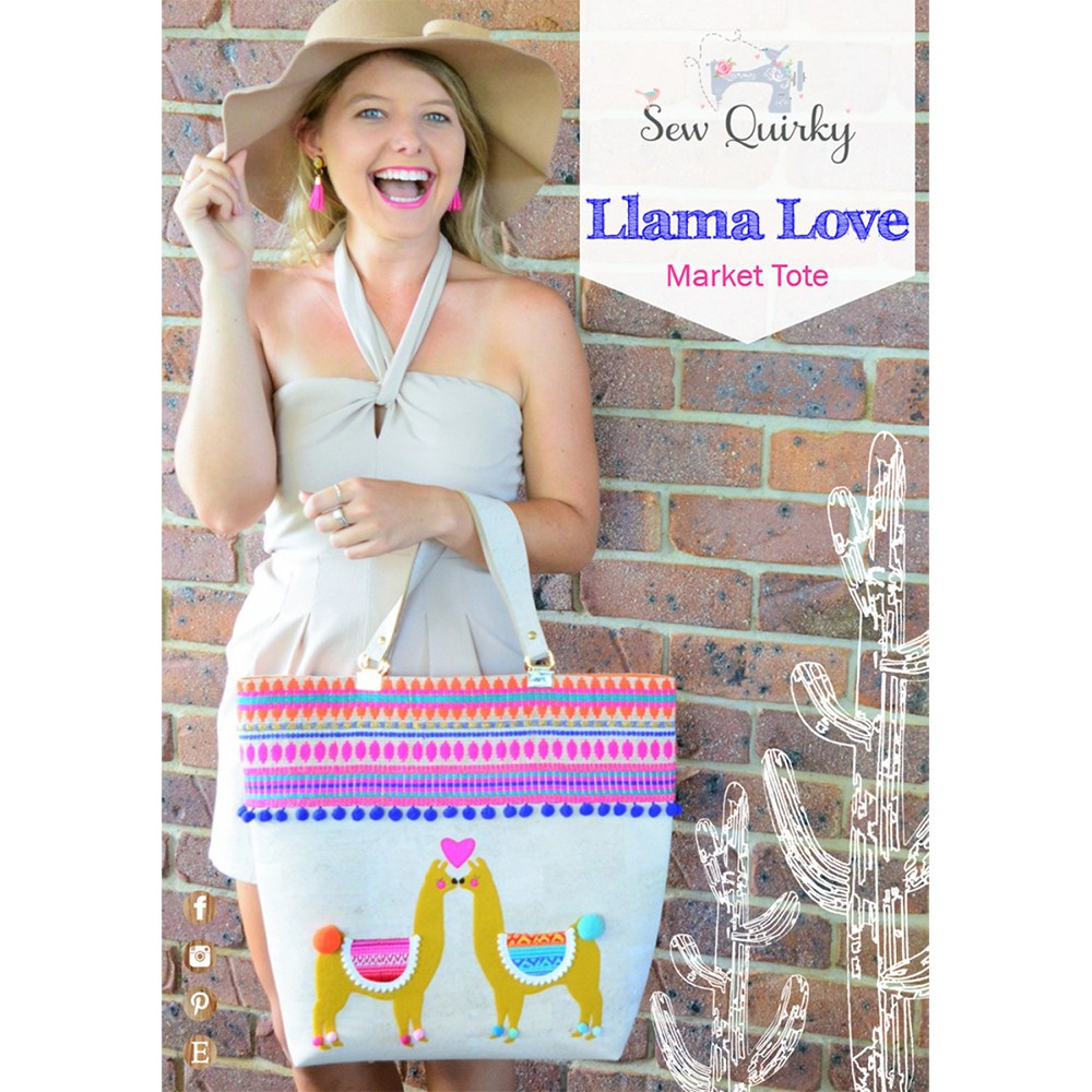 Sew Quirky, Llama Love Market Tote Pattern image # 67708