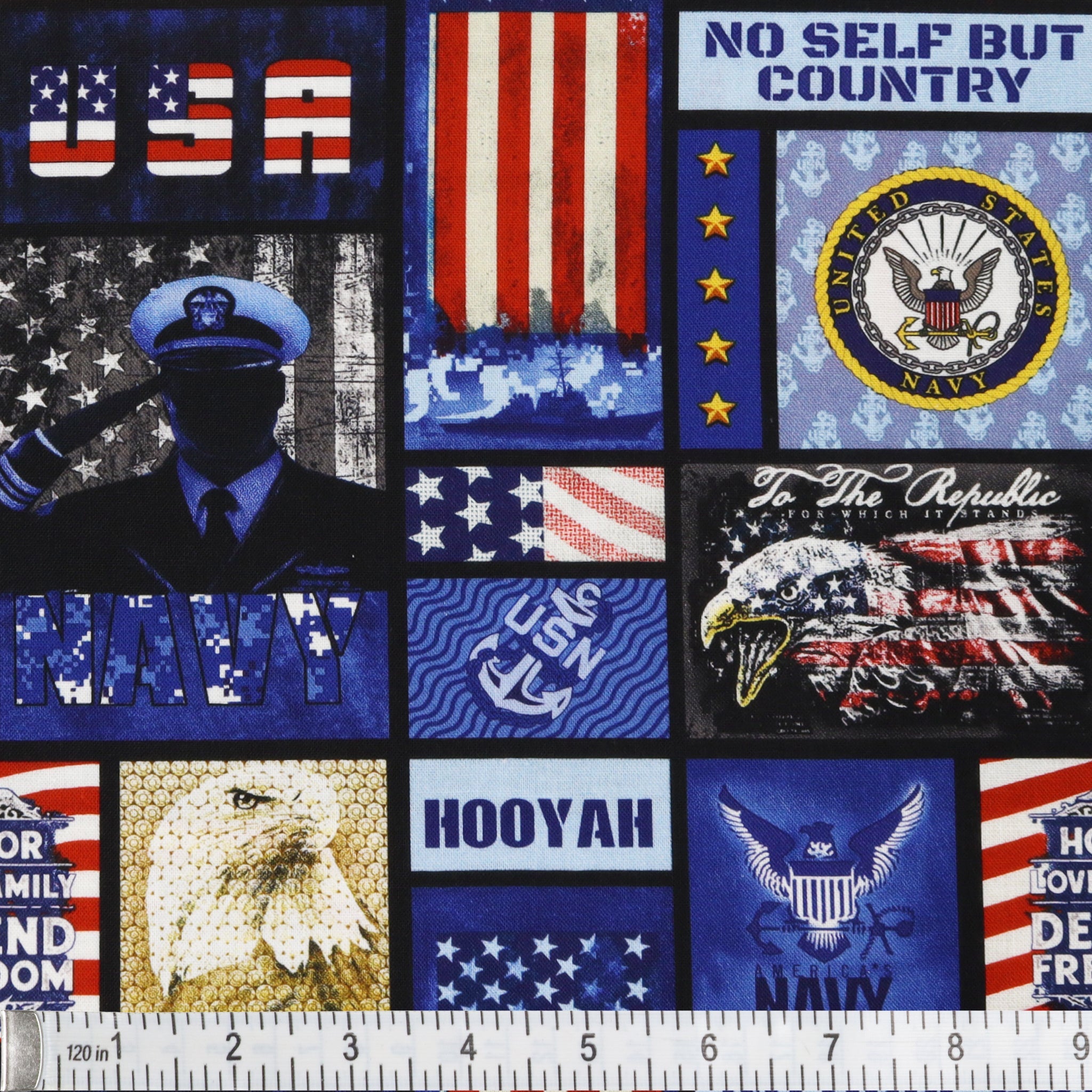 US Military Fabric Collection - Navy Camo Flag Blocks