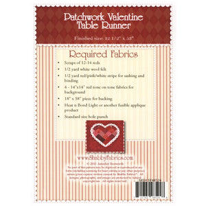 Patchwork Valentine Table Runner Pattern, Shabby Fabrics image # 38923
