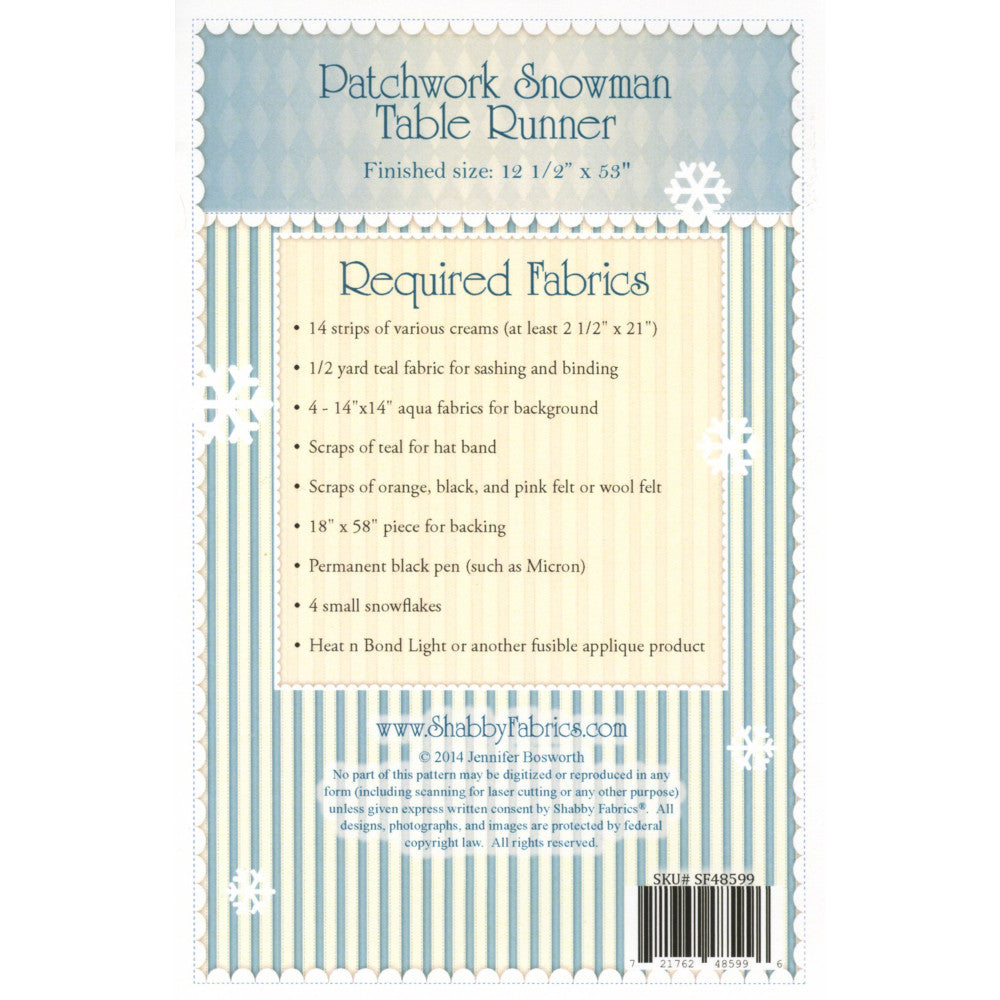 Patchwork Snowman Table Runner Pattern image # 53927