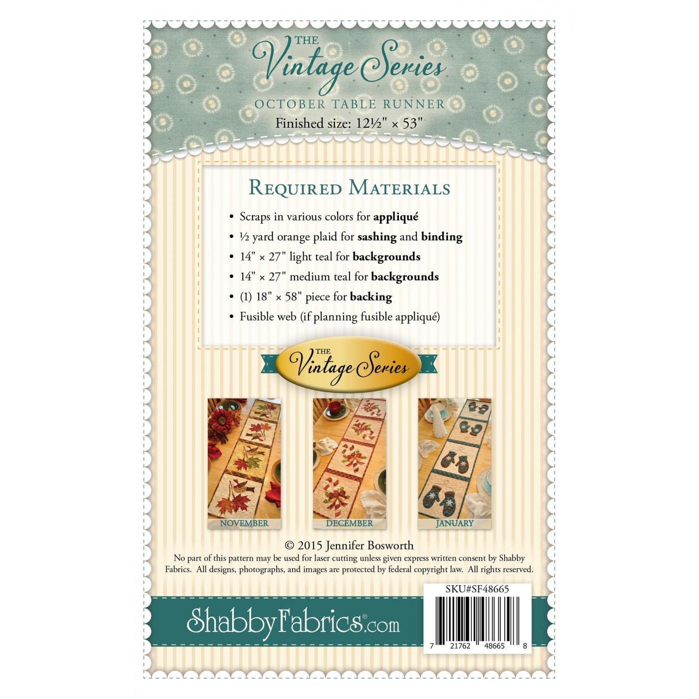 Vintage Blessings Table Runner Pattern, October image # 35437