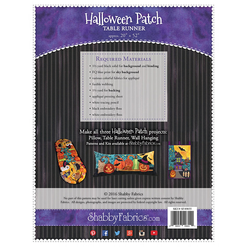 Halloween Patch Table Runner Pattern image # 70006