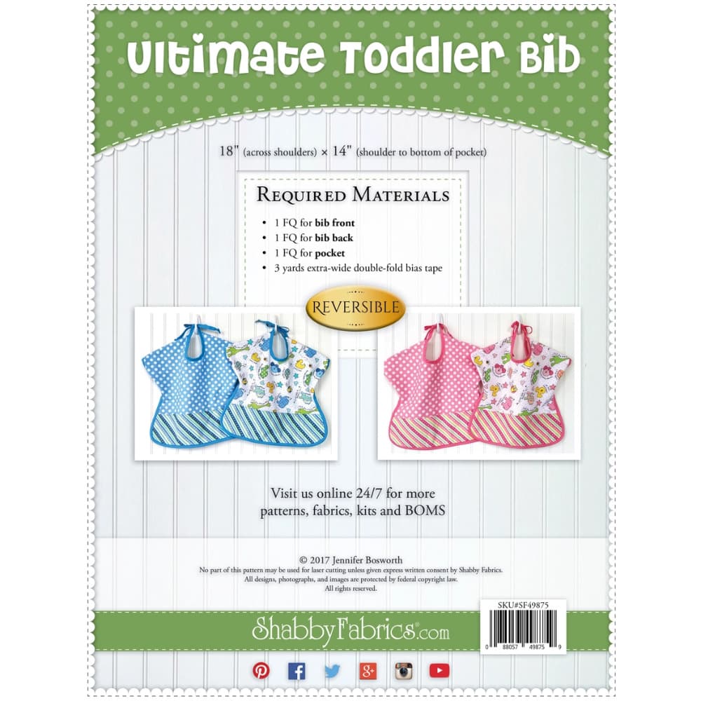 Ultimate Toddler Bib Pattern, Shabby Fabrics image # 99869