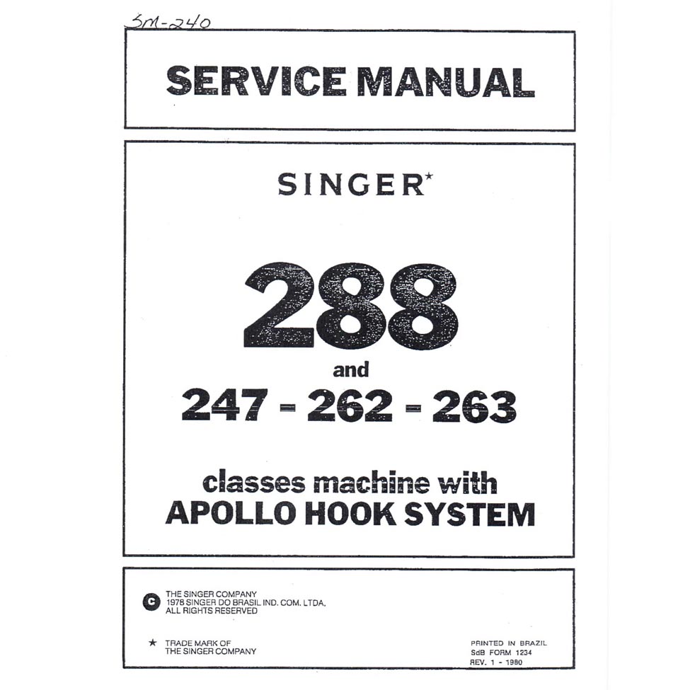 Service Manual, Singer 263
