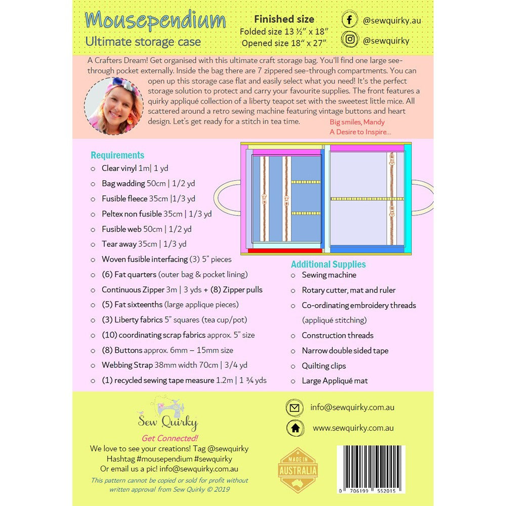 Sew Quirky, Mousependium Bag Pattern image # 67709
