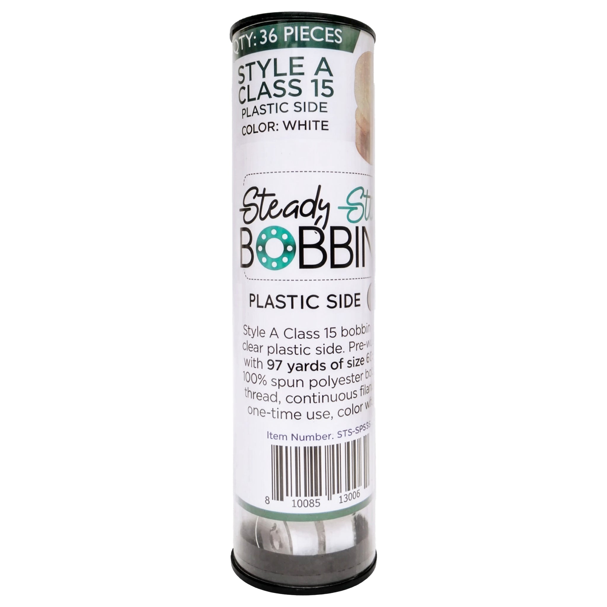 A tube DIME 36pk Steady Stitch Prewound Bobbins - White.