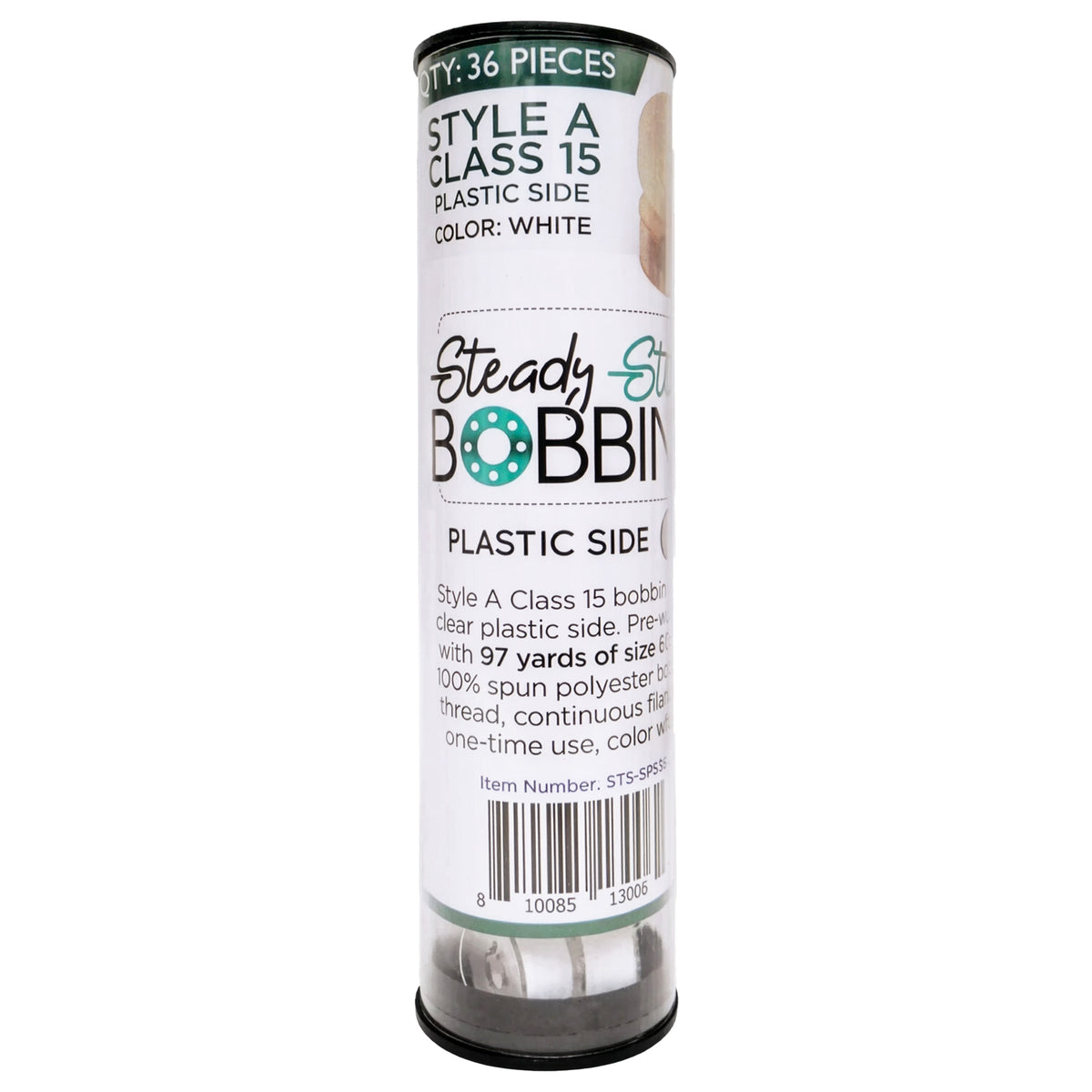 A tube DIME 36pk Steady Stitch Prewound Bobbins - White.