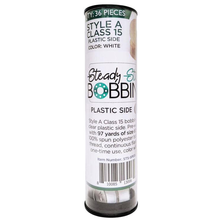 A tube DIME 36pk Steady Stitch Prewound Bobbins - White.