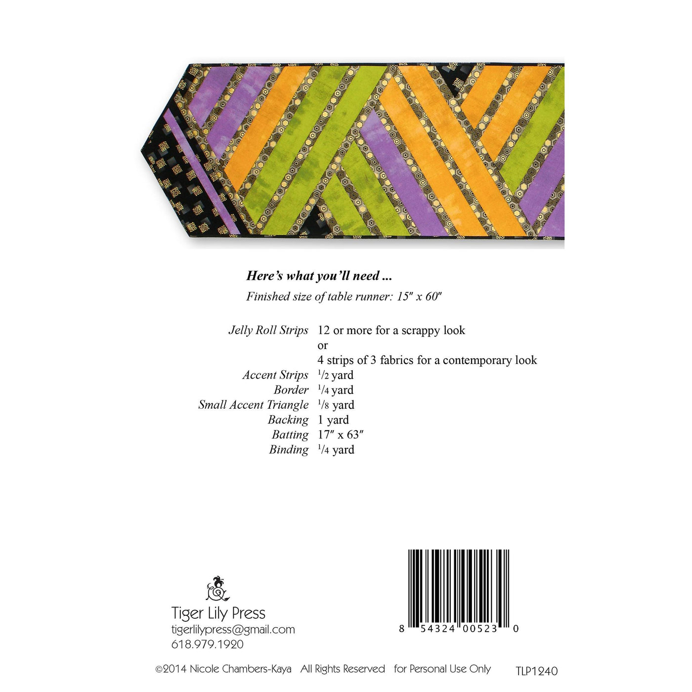 Greased Lightning Jelly Roll Runner Pattern image # 35134