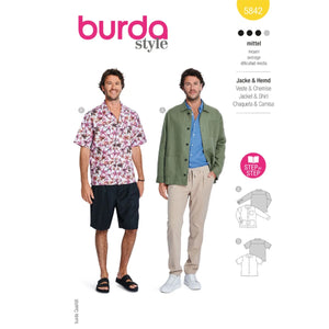 Burda Style Men's Jacket & Shirt: step-by-step sewing pattern number 5842