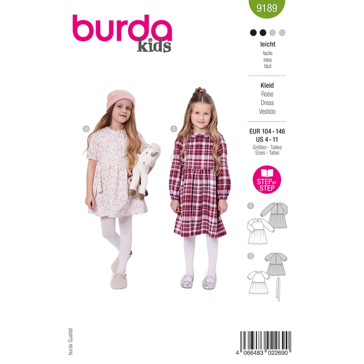Burda Style Girl's Dress: step-by-step sewing pattern number 9189