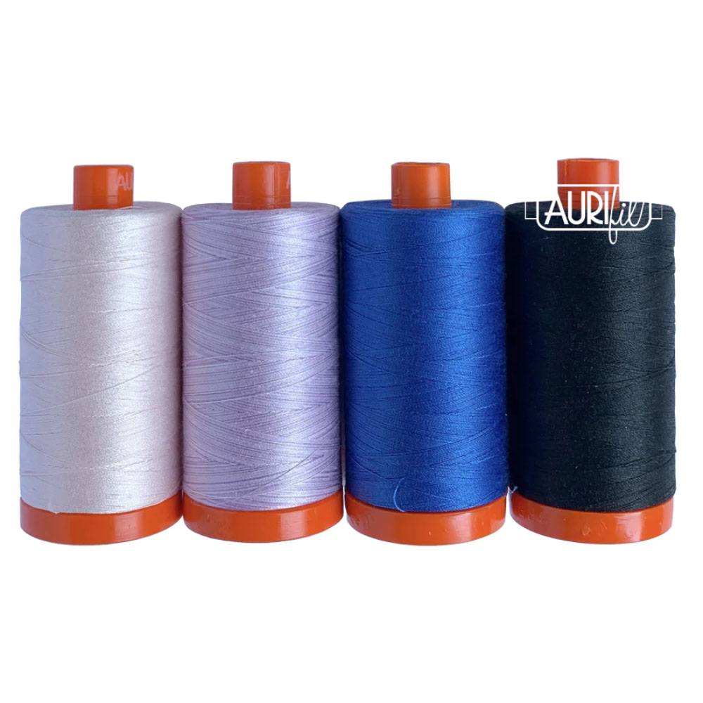 Fancy Spools Aurifil, 4 Spool, Night Fancy Thread Collection - 1422yds (50wt)