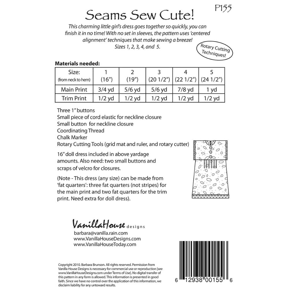 Seams Sew Cute Pattern, Vanilla House Designs image # 99854