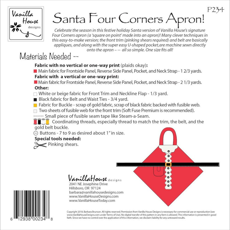 Santa Four Corners Apron Pattern image # 55156