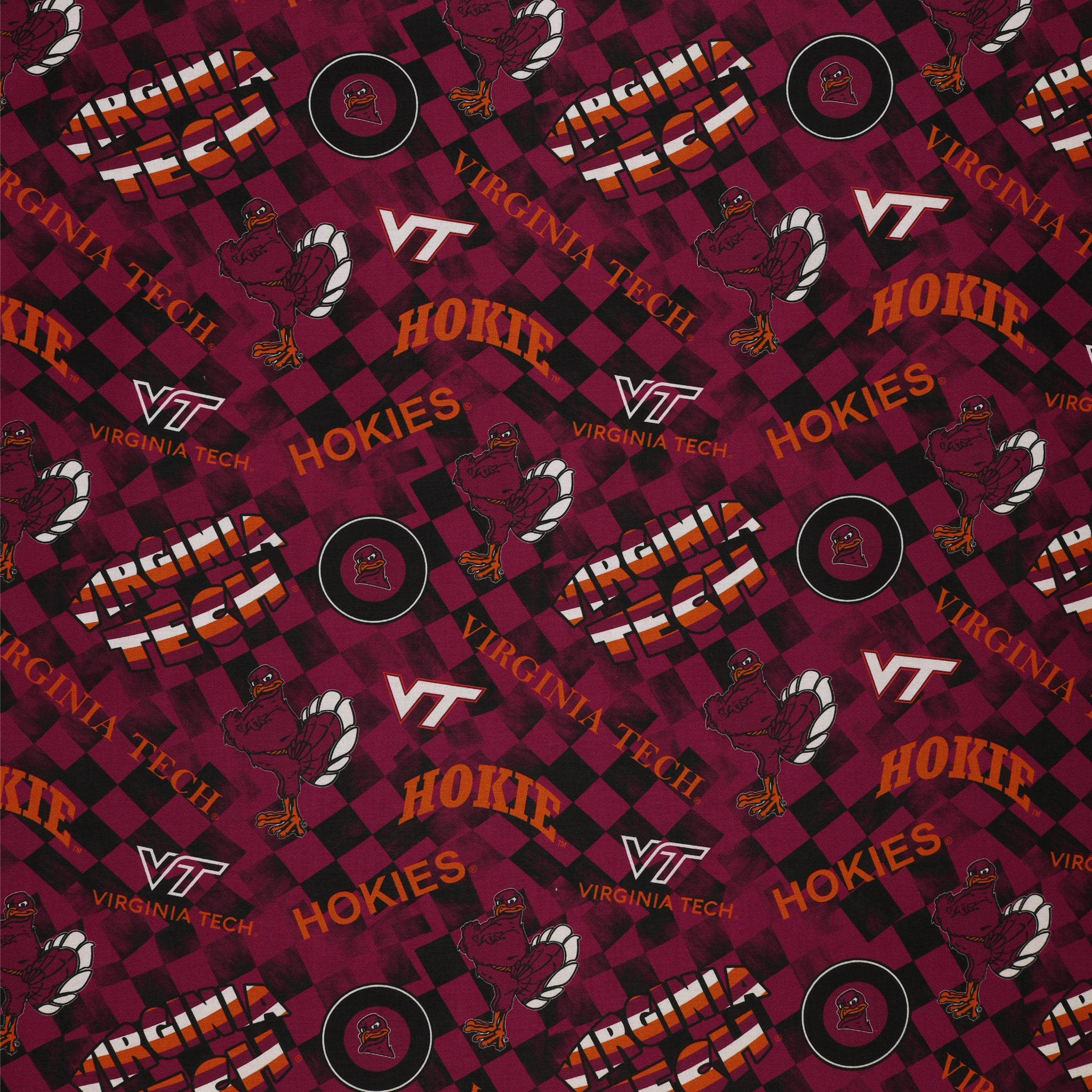 Virginia Tech Rugs Virginia Tech Hokies Allover Checker Fabric