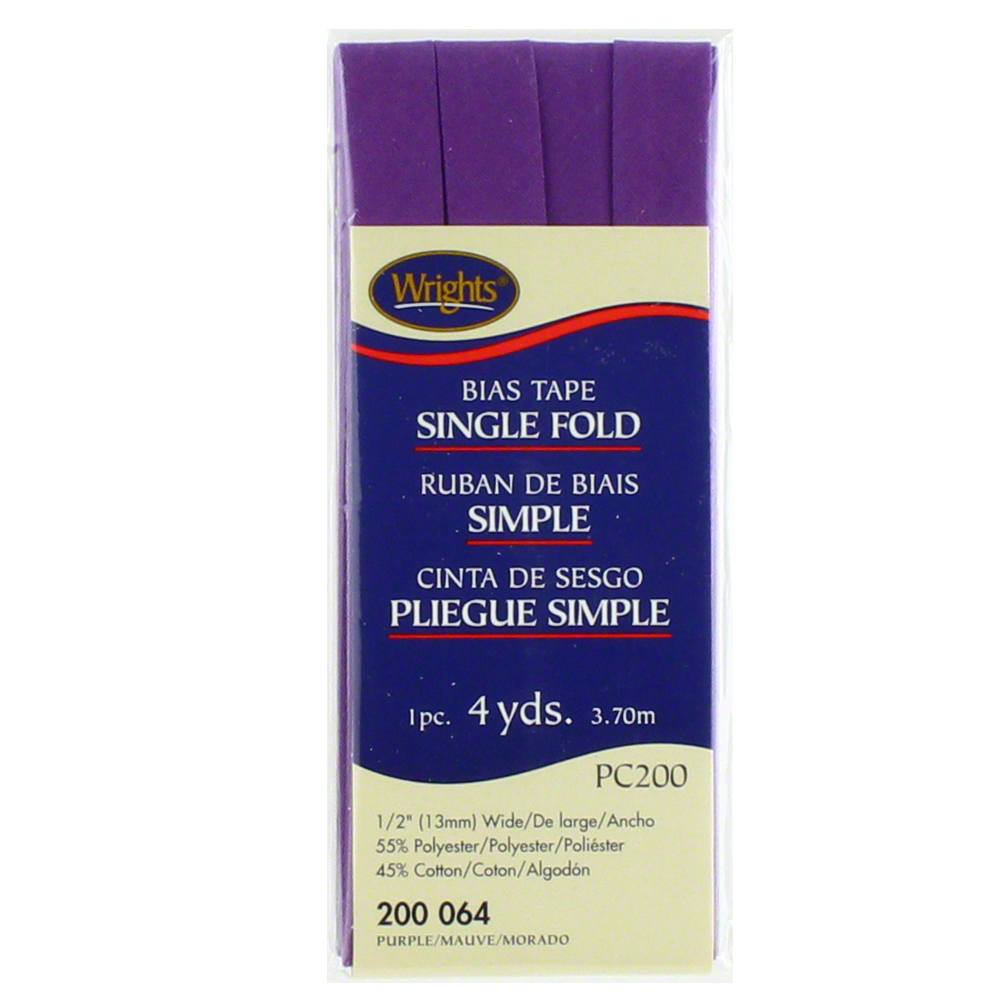 Bias Tape, Single Fold, Wrights #W200-, Purple