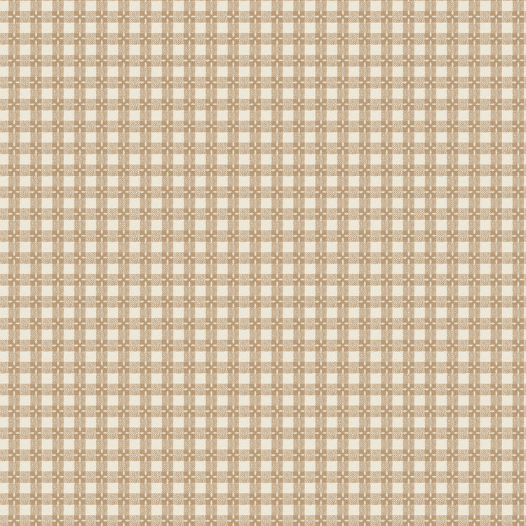 108" wide quilt backing with a classic tan and cream check pattern and subtle textured details.