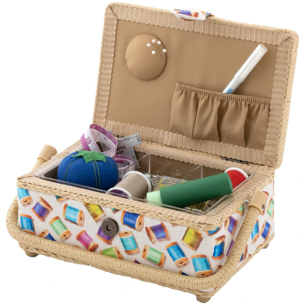 Dritz, Small Sewing Basket - Colorful Spools image # 93125