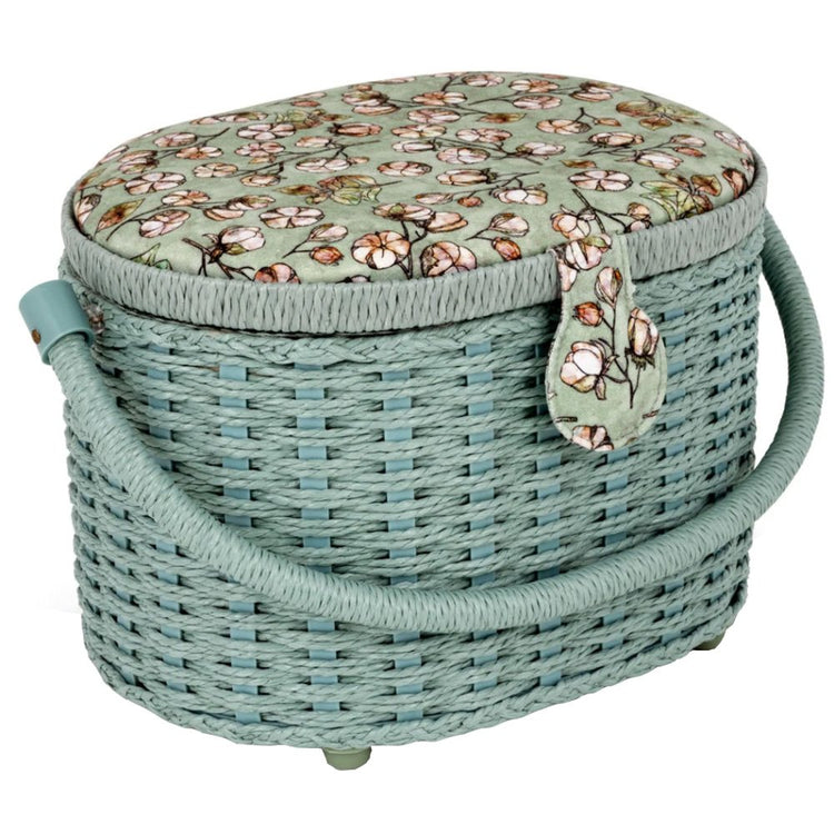 Dritz, Small Woven Sewing Basket - Green Floral image # 92401