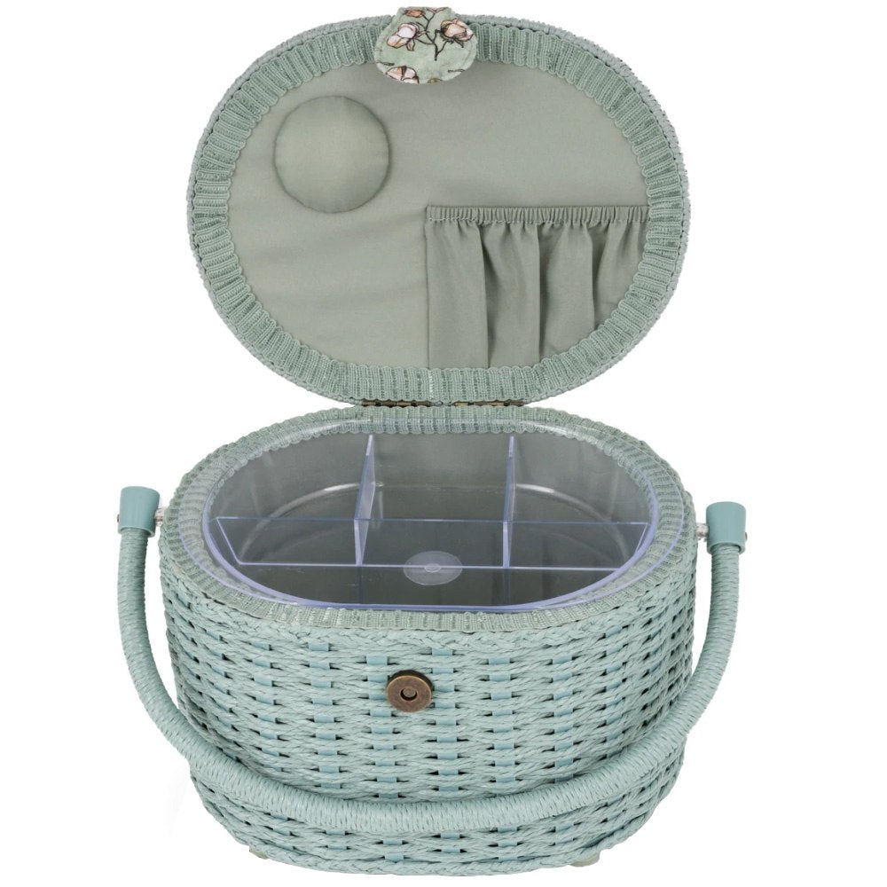 Dritz, Small Woven Sewing Basket - Green Floral image # 92402
